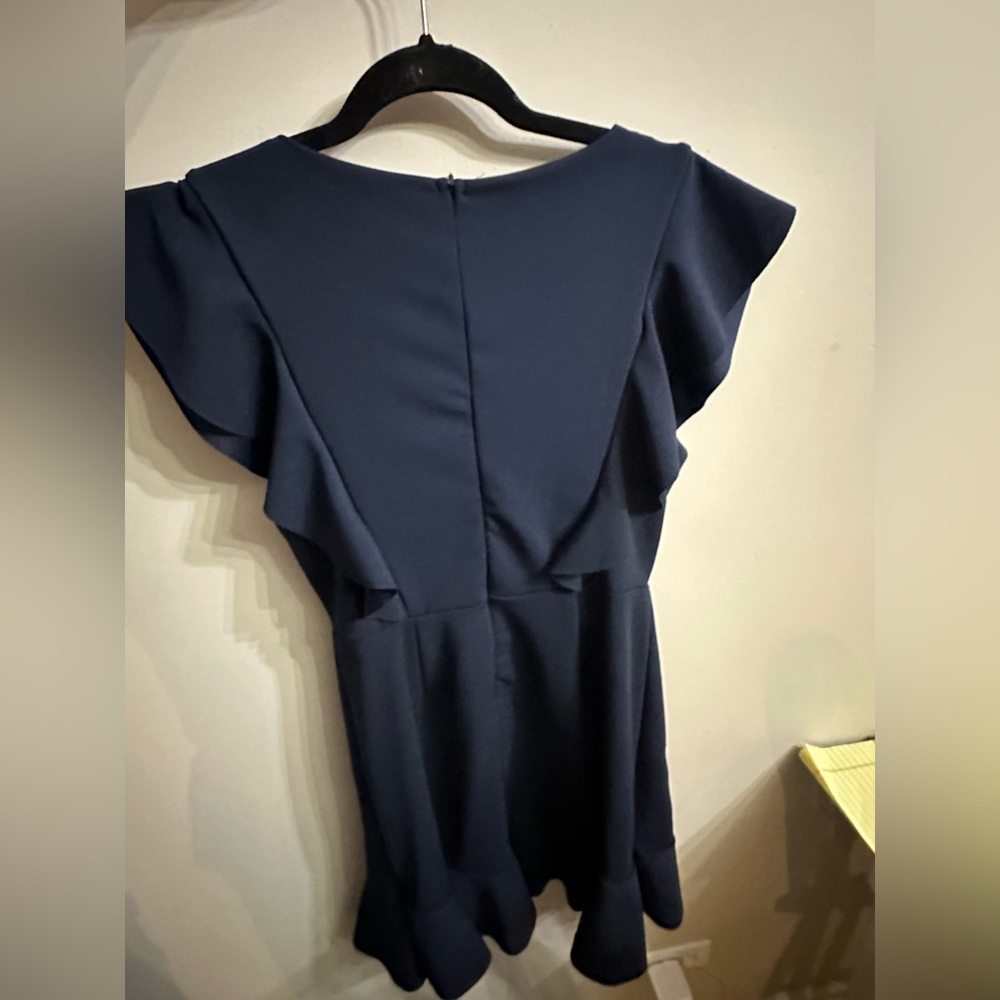 NAVY BLUE RUFFLED DRESS